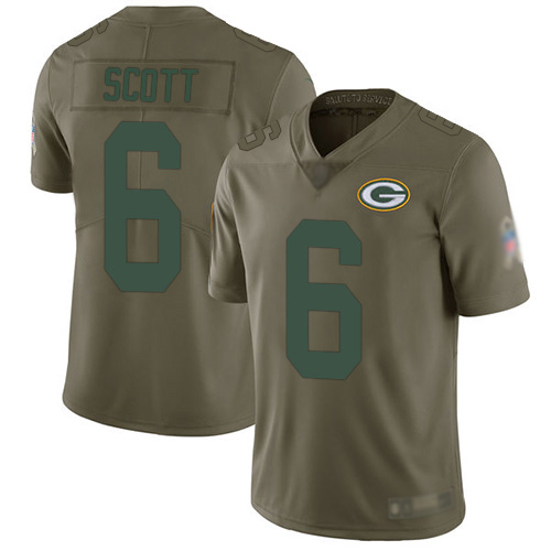 Green Bay Packers Limited Olive Men #6 Scott J K Jersey Nike NFL 2017 Salute to Service